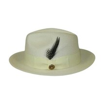 Men's Milani Straw Braided Fedora Hat Soft Crushable FDS-002 Solid Ivory image 4
