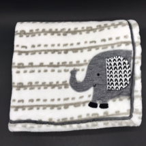 Lambs &amp; Ivy Baby Blanket Elephant Single Layer Sensory Gray White - £6.75 GBP