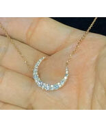 0.60 Ct Round Cut Real Moissanite Moon Pendant With Chain 14k Yellow Gol... - $69.29