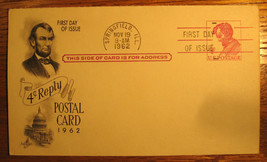 1962 4 Cent Lincoln First Day of Issue Post Card Unused - £5.53 GBP