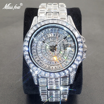 Full Iced Out Watches for Men Luxury Handmade  Diamond Silver Steel Hip Hop  - £79.42 GBP