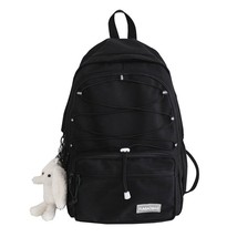 Reflective Strap Woman Nylon Backpack Waterproof Female Book School Bag For Teen - £37.78 GBP