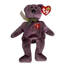 2000 SIGNATURE BEAR Retired TY Beanie Baby Purple PE Pellets Excellent Cond - $6.80