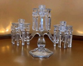 Vintage Fostoria Clear 3 Light Candlestick with Bobeches and Long 3 Side... - $246.49