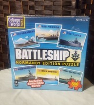 BATTLESHIP Normandy Edition PUZZLE • 500 Pieces &amp; Collectible Cards - NEW - $11.65