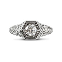 Victorian Style Round Simulated Diamond 925 Silver Women Vintage Engagement Ring - £56.36 GBP