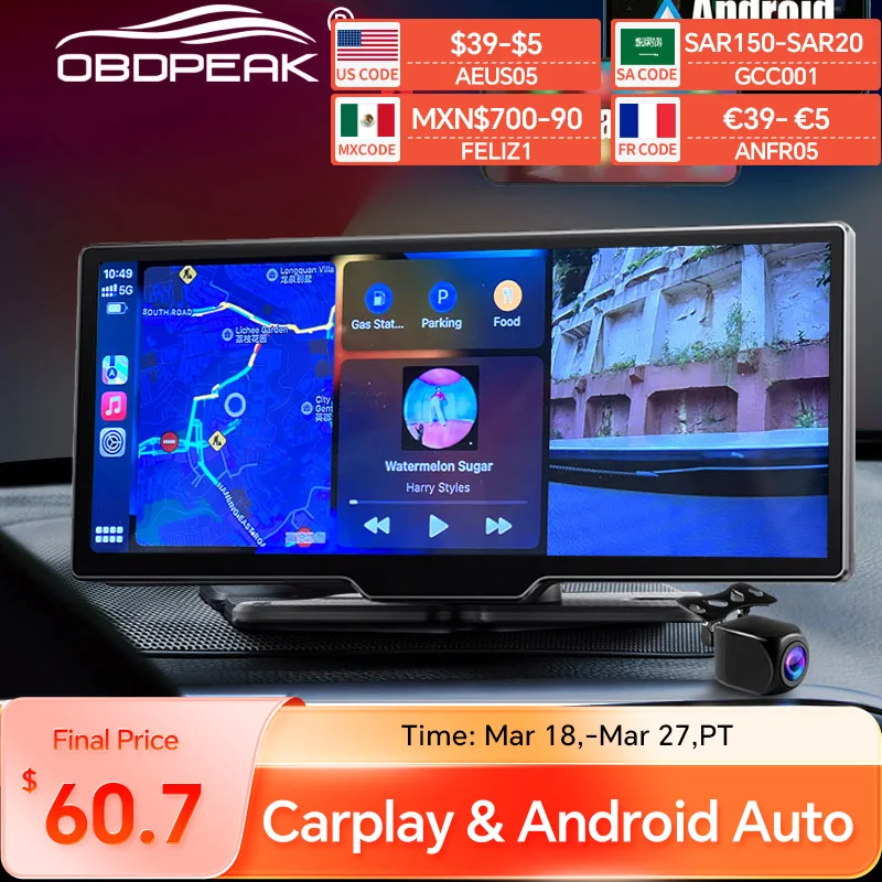 K2 Dash Cam 4K 2160P Car Mirror Video Recording Carplay &amp; Android Auto Wireless - £113.74 GBP+