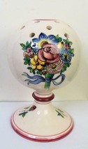 Pottery Incense Burner Diffuser Hand Painted Italy 7.5 inch Rose - $28.71