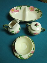 Franciscan China Desert Rose CREAMER- SUGAR-CUPS SAUCERS-DIVIDED BOWL [6... - $44.55+
