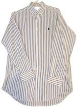 Men&#39;s Ralph Lauren Yarmouth White &amp; Blue Stripe Button Down Cotton Size ... - £15.72 GBP