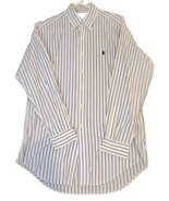 Men&#39;s Ralph Lauren Yarmouth White &amp; Blue Stripe Button Down Cotton Size ... - £15.69 GBP