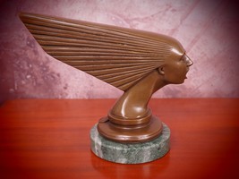 Exquisite Bronze Art Deco Car Mascot &quot;Spirit Of The Wind&quot; - £259.74 GBP