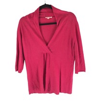 Eileen Fisher Womens Sweater Cotton Cashmere Blend Half Sleeve V Neck Pink S - £24.35 GBP