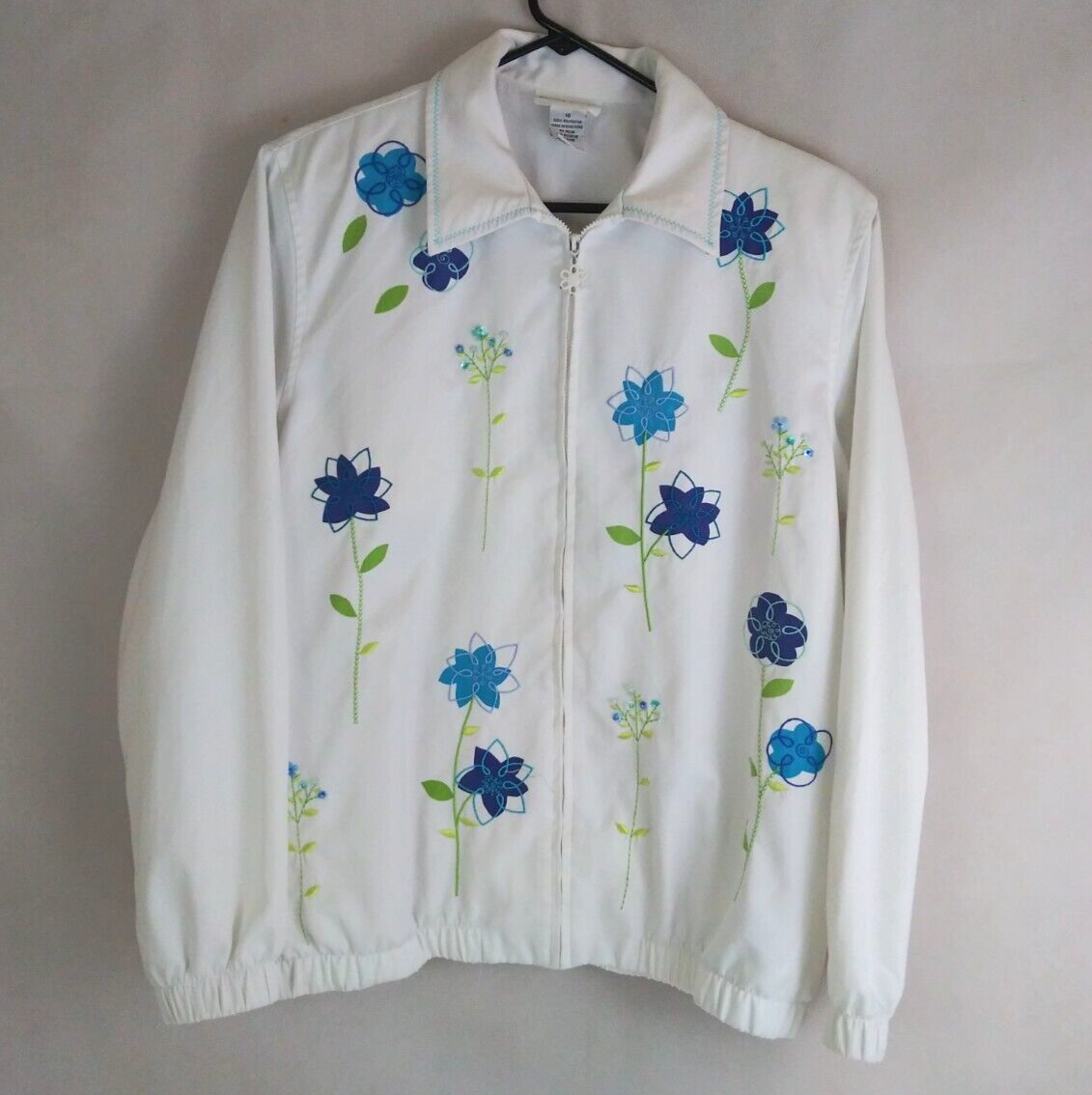 Primary image for Alfred Dunner Women's White Jacket With Floral Embroidered Beaded Design Size 10