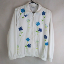 Alfred Dunner Women&#39;s White Jacket With Floral Embroidered Beaded Design... - £11.48 GBP