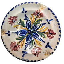 Mexican Pottery Terra Cotta Clay Hand Painted Ashtray Trinket Dish Blue ... - $19.99