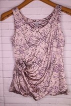 H&amp;M Pink Floral Satin Sleeveless Boho Chic Top Blouse Womens Work Career Size 4 - £10.51 GBP