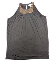 Michael Kors Bronze Studded Collar Green Flow Halter Blouse Top Women&#39;s Shirt S - £8.15 GBP