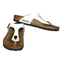 Birkenstock Gizeh Sandals Thong White Patent Leather Womens 38 Shoes USA 7 UK 5 - £51.14 GBP