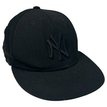 New York Yankees Hat Cap Fitted Mens 7 1/2 Black MLB Baseball New Era Wool - $16.82