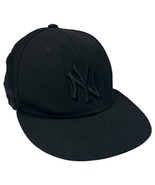 New York Yankees Hat Cap Fitted Mens 7 1/2 Black MLB Baseball New Era Wool - $23.00 CAD