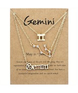 Gemini - Zodiac Sign -Constellation - Zodiac - Gold Necklace - Zodiac Je... - £8.90 GBP
