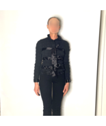 Ruched Black Bow Button up Shirt French Designer Black Career Shirt Blou... - €209,25 EUR