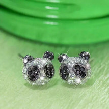 2Ct Round Cut Simulated Moissanite Panda Stud Earrings 14K White Gold Plated - £111.46 GBP