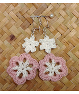 Crochet Flower Earrings / Crochet Flower Drops / Handmade Earrings - £8.65 GBP