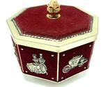 Vintage Confection Storage Tin w Red Flocking Victorian 19th Century Theme - $14.80