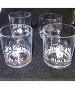 Jim Beam Black Whiskey Rocks Glasses Football Etched In One- Lot Of 4 Di... - $31.77