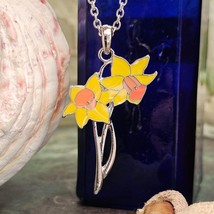 Collier pendentif jonquille fleur de printemps St Saint David émail bijoux... - £12.96 GBP