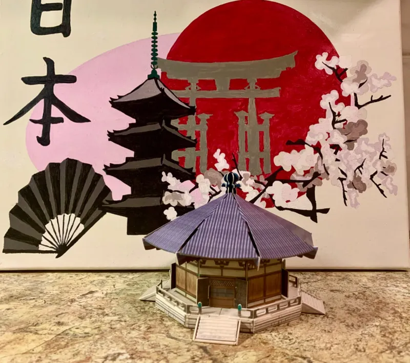 3D Yumedono Hall Japanese Temple Model Kit – Cardboard Paper Architecture - $405.24 MXN