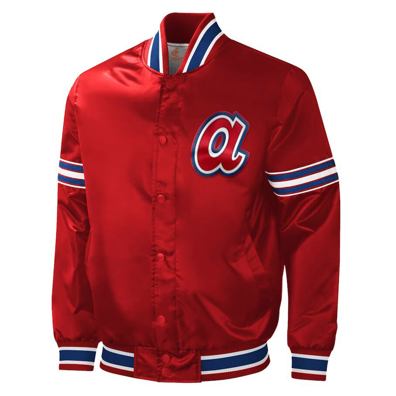 MLB Atlanta Braves Vintage 80's Red Satin Letterman Varsity Baseball Jacket