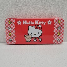 Vintage 1999 Sanrio Hello Kitty With Teddy Bear Metal Pencil Case w/ Tray Japan - £21.04 GBP