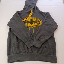 Batman Men's Gray & Yellow Graphic Drawstring Hoodie Pullove Sweatshirt Size L image 13