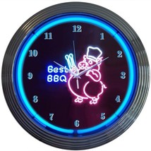 Barbecue Bbq Pig Beer Bar Pub 15&quot; Wall Décor Neon Clock 8BBQPI - £65.01 GBP