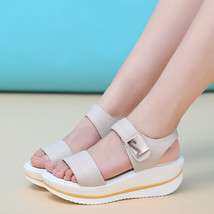 summer women Platform sandals shoes white wedge heels for woman sandals gold sil - £41.27 GBP