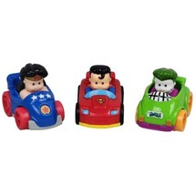 DC Comics Litle People Wheelies Vehicle Lot of 3 Joker, Superman &amp; Wonder Women - £7.44 GBP