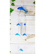 Nautical Marine Blue Swimming Dolphin Acrylic Glass Wind Chime 22&quot;L Sea ... - $24.59 CAD