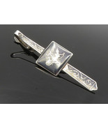 SIAM 925 Sterling Silver - Vintage Black Enamel Niello Dancer Tie Clip -... - £45.33 GBP