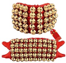 Brass Ghungroo Anklets Bells (5 Line Double string Pad, Red, Pair) - £27.37 GBP