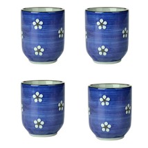 4Pcs Japanese Style Cute Flowers Ceramic Teacups Small Straight Wine Cups 150ML( - £55.37 GBP