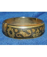 Vintage Damascene Bracelet 2.25&quot; x .75&quot; Bangle Etched Gold Sea Serpent /... - £51.25 GBP