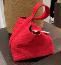 ZARA BNWT 2025. RED BRAIDED LEATHER SUEDE MINI BUCKET BAG. 6539/610/600 - $159.82