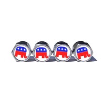 Republican Party Tire Valve Stem Caps - Chrome Surface - Set of Four - £9.44 GBP