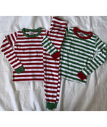 HANNA ANDERSSON Red Green Striped Long John Pajamas Size 130 (8) Lot - £27.54 GBP