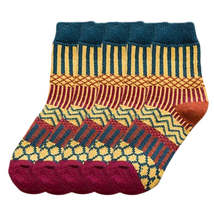 Anysox 5 Pairs Size 5-9 Fashion Socks Colorful Wind-Flowers Cotton Winter Thick  - £23.52 GBP