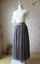 GRAY Full Tulle Skirt Women Custom Plus Size Tulle Maxi Skirt for Wedding image 2