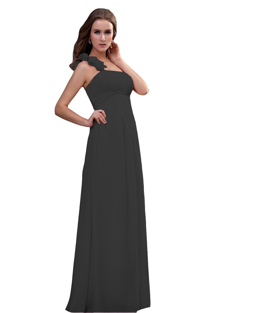 Kivary Women's Long Floral One Shoulder Prom Bridesmaid Dresses Black US 20W